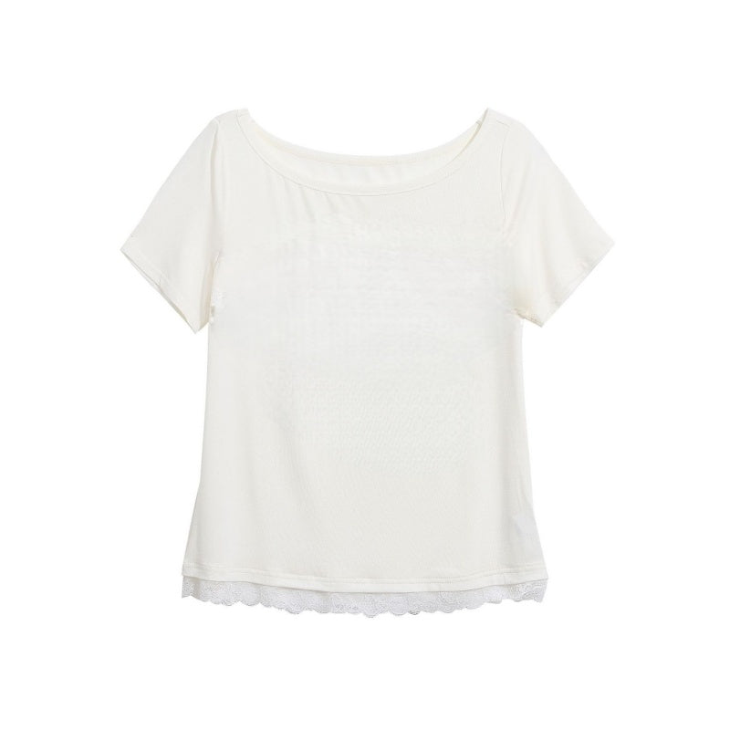 Slim White Patchwork T-Shirt
